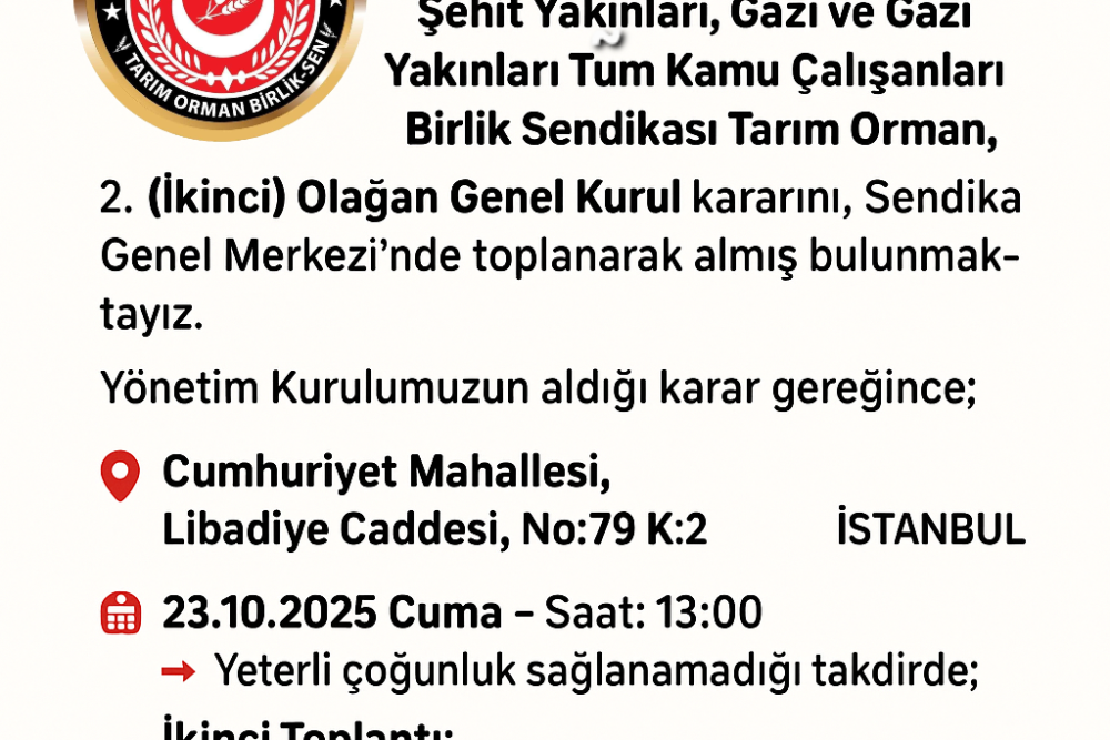 GENEL KURUL DUYURUSU 
