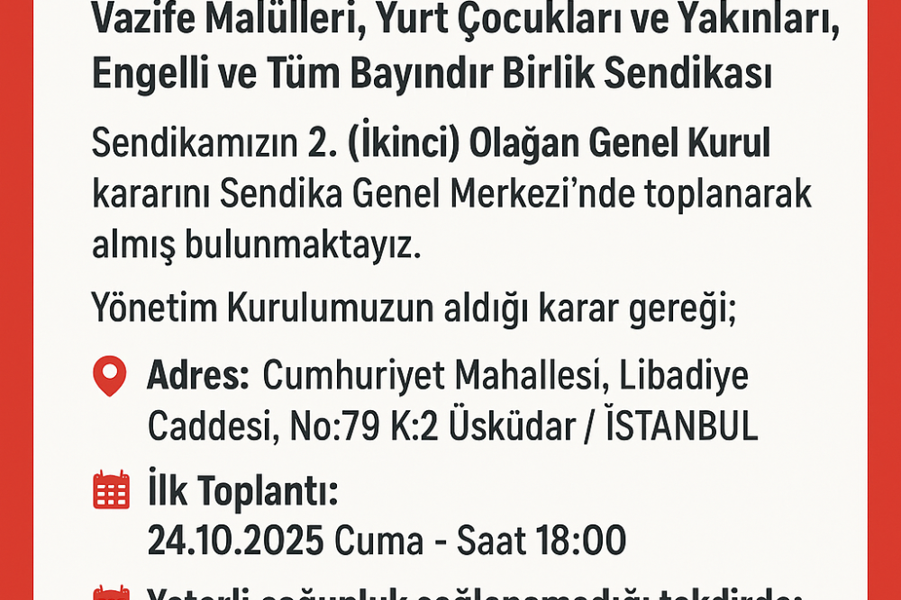 GENEL KURUL DUYURUSU 