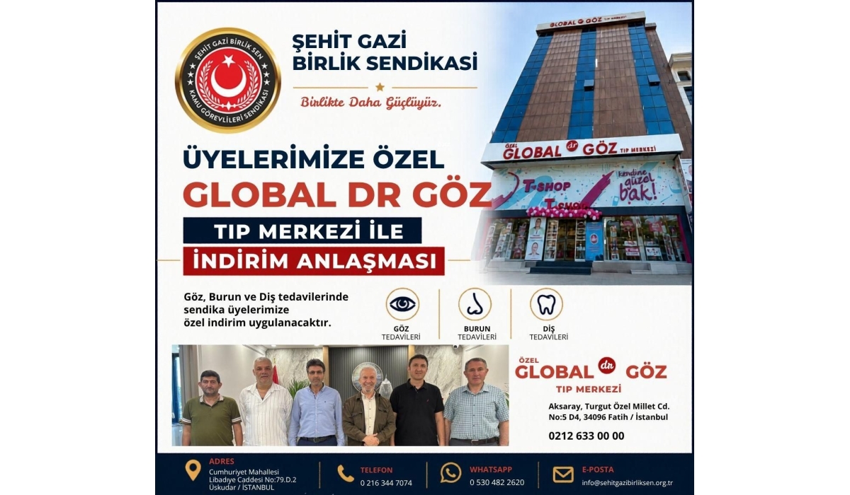 Global Dr Göz Tıp Merkezi ile indirim anlaşması imzalanmıştır.