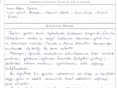 KORUMA VE GÜVENLİK KOMİSYONU BAŞKANLIĞI KURULMUŞTUR