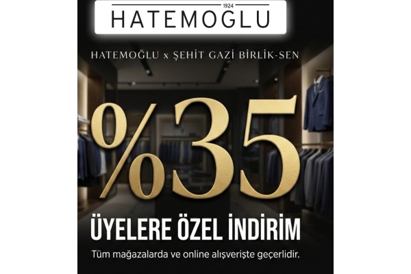 Hatemoğlu mağazalarında %35 indirim 